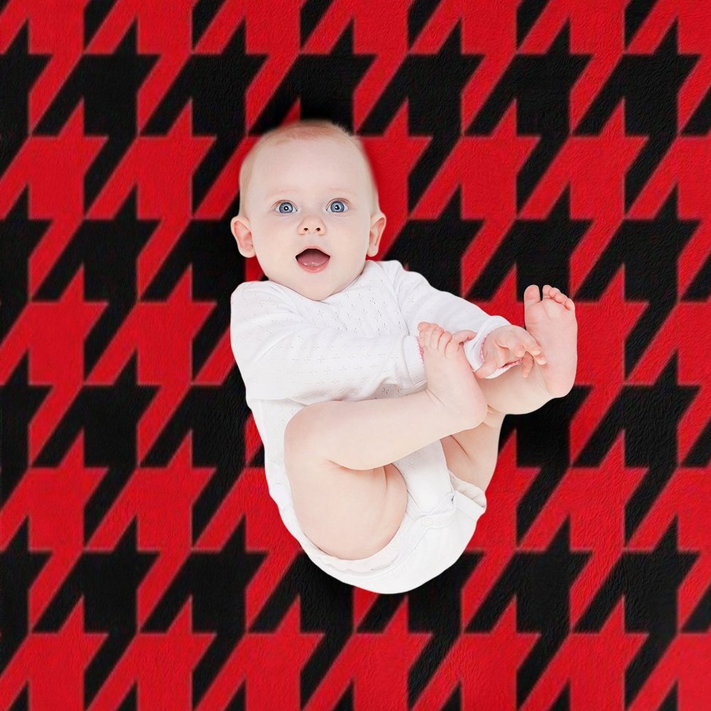 Red And Black Houndstooth Lightweight Throw Blanket