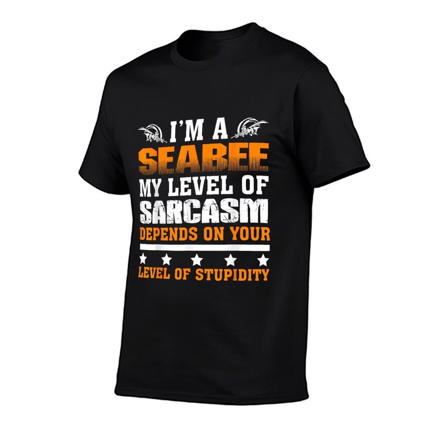 Im A Seabee My Level of Sarcasm Depends on Your Level of St  Ribbed Collar T-Shirt