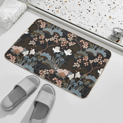 Japanese Garden Dark  Non-Slip Bath Mat
