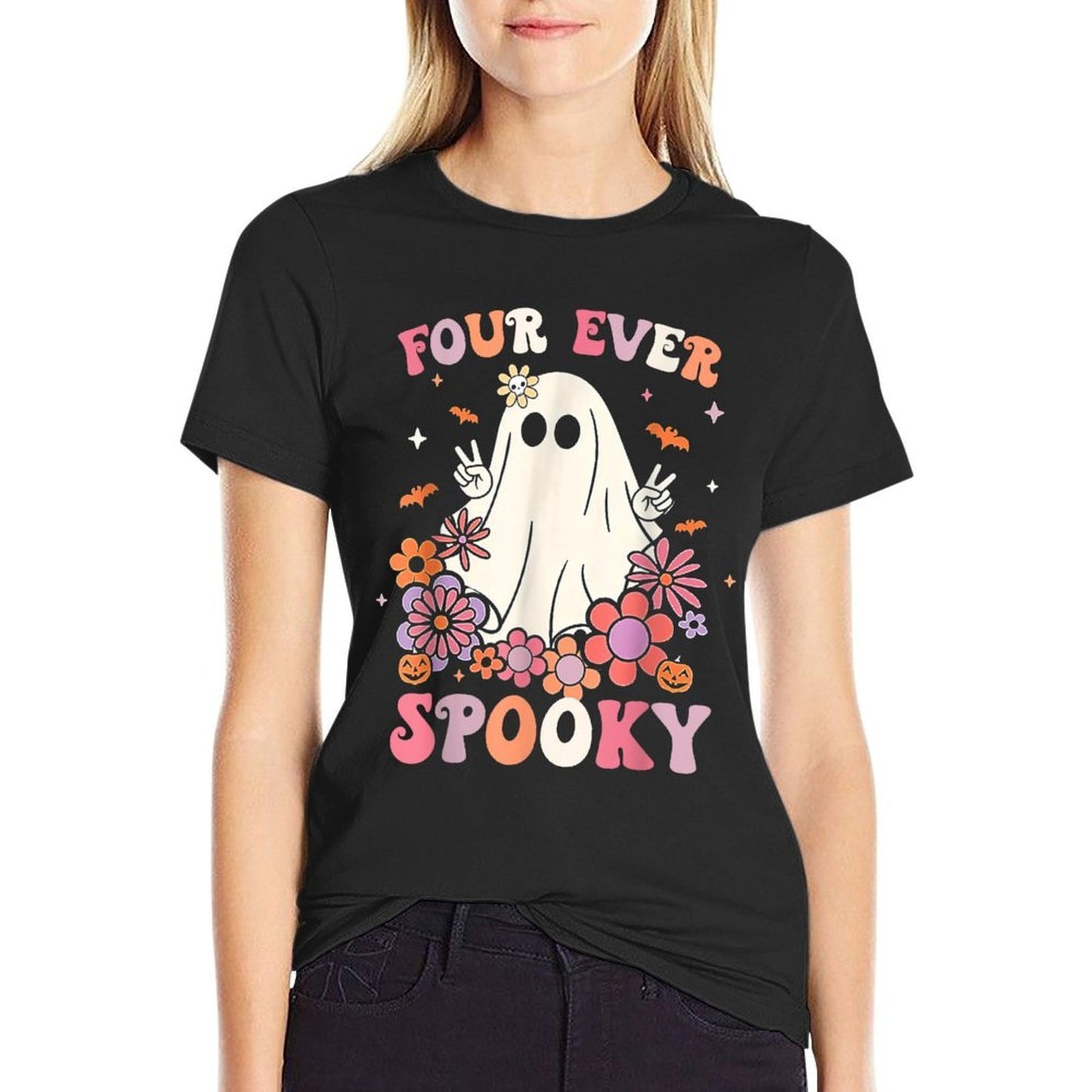 Four Ever Spooky Halloween 4th Birthday Party Decorations  Slim-fit Cut T-Shirt