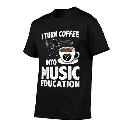 Funny Music Teacher Art For Women Men Musician Coffee Lover  Summer-ready Fabric T-Shirt