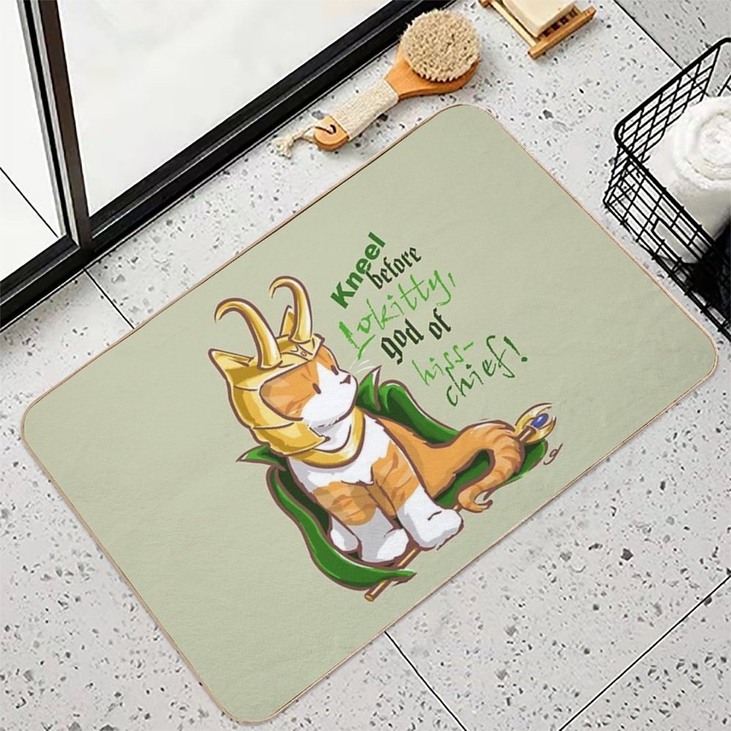Kneel Before Lokitty! (chibi Version)  Toxin-Free Bath Mat