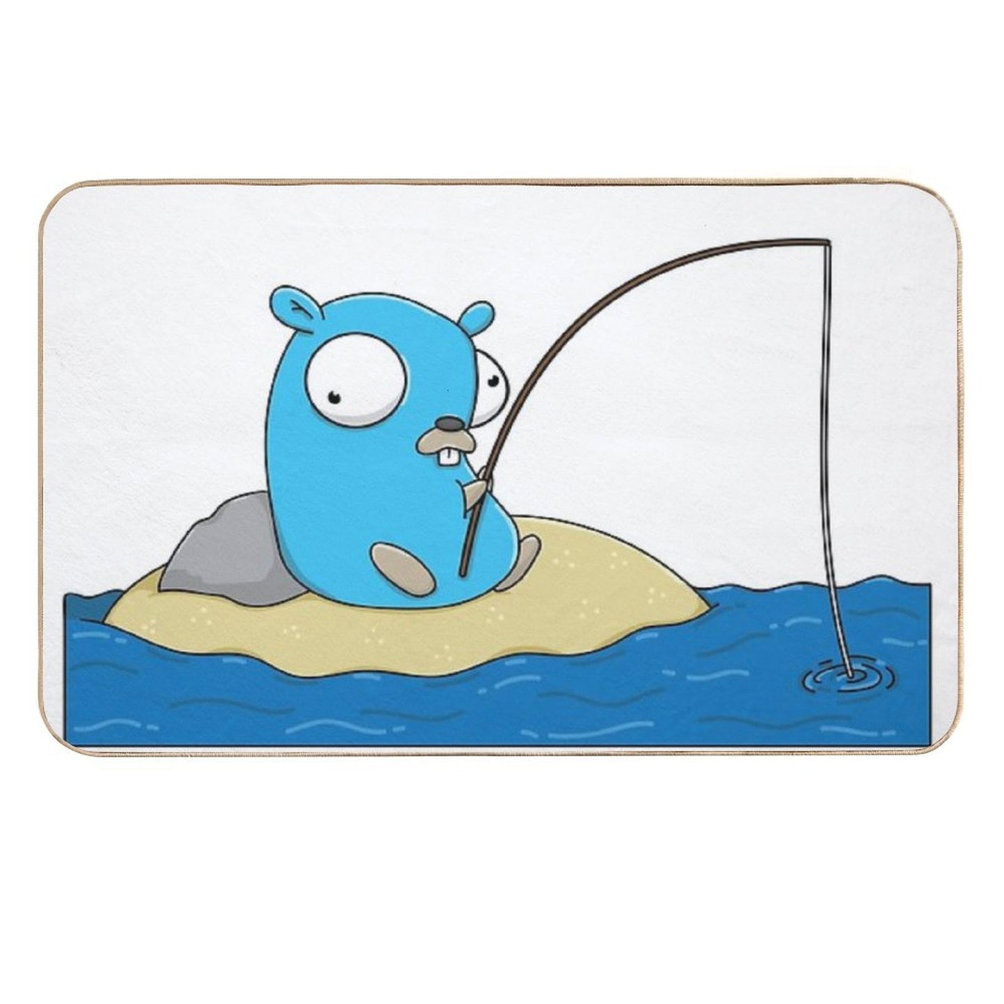 Fishing Gopher  Fade-Resistant Bath Mat