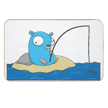 Fishing Gopher  Fade-Resistant Bath Mat