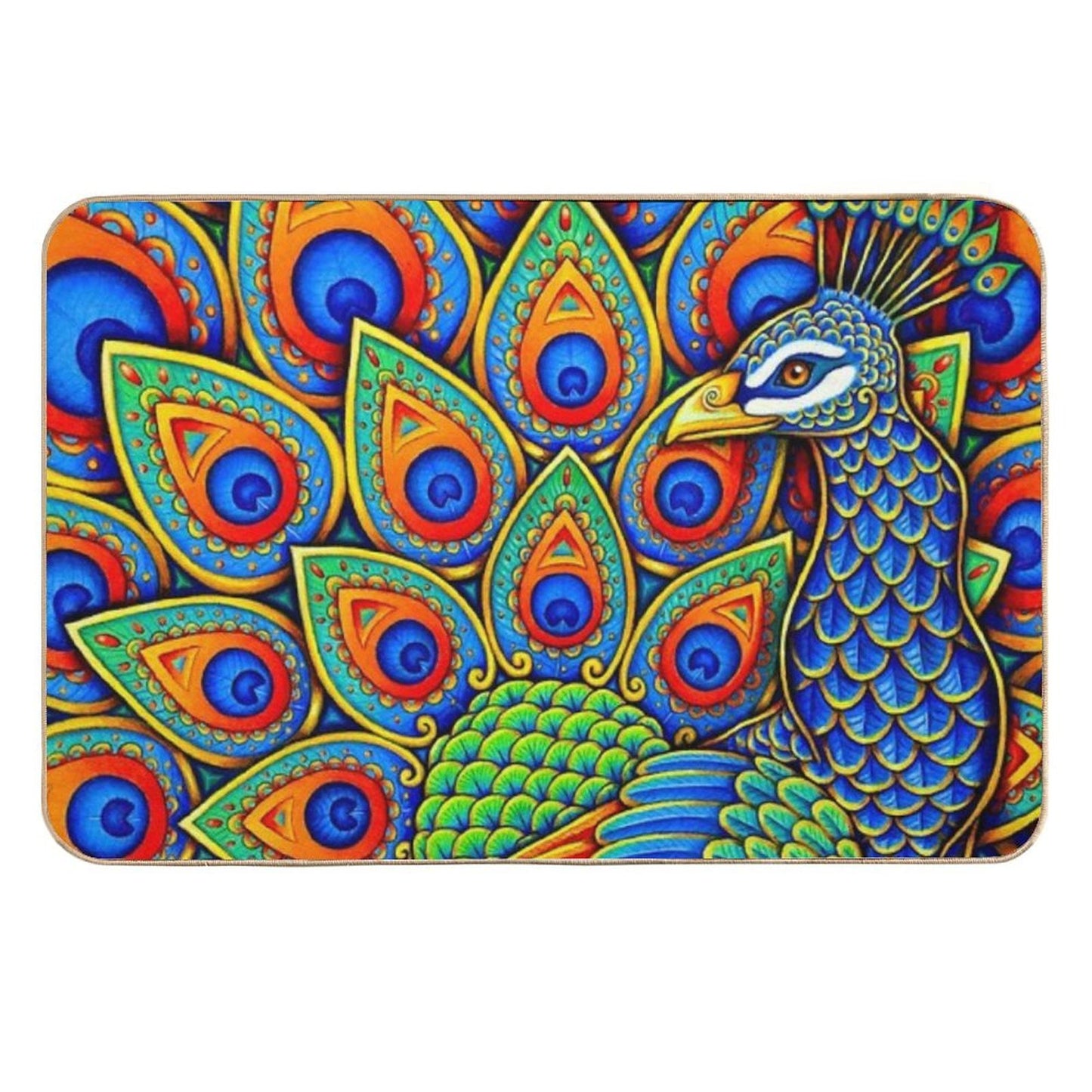 Colorful Paisley Peacock Rainbow Bird  Rapid-Drying Bath Mat