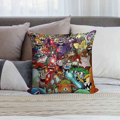 Cuphead Poster + Color Soft Decorative Cover Throw Pillow