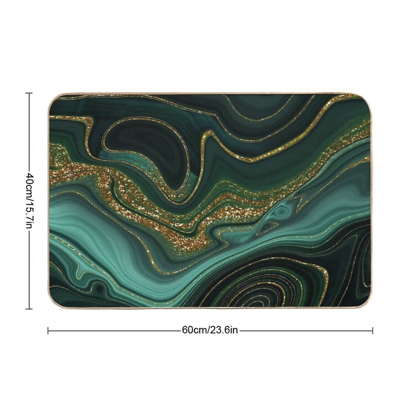 Gold Indigo Malachite Faux Marble II  Easy Maintenance Bath Mat