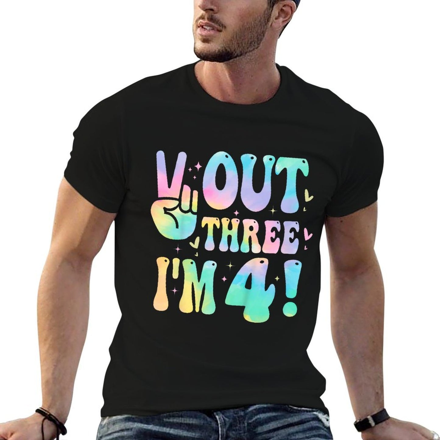 Kids Peace Out Three I&#39;m 4 Year Old Girl 4th Birthday Tie Dye  Breathable T-Shirt