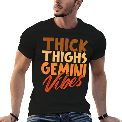 Thick Thighs Gemini Vibes Horoscope Melanin Black Queens  Easy-care T-Shirt