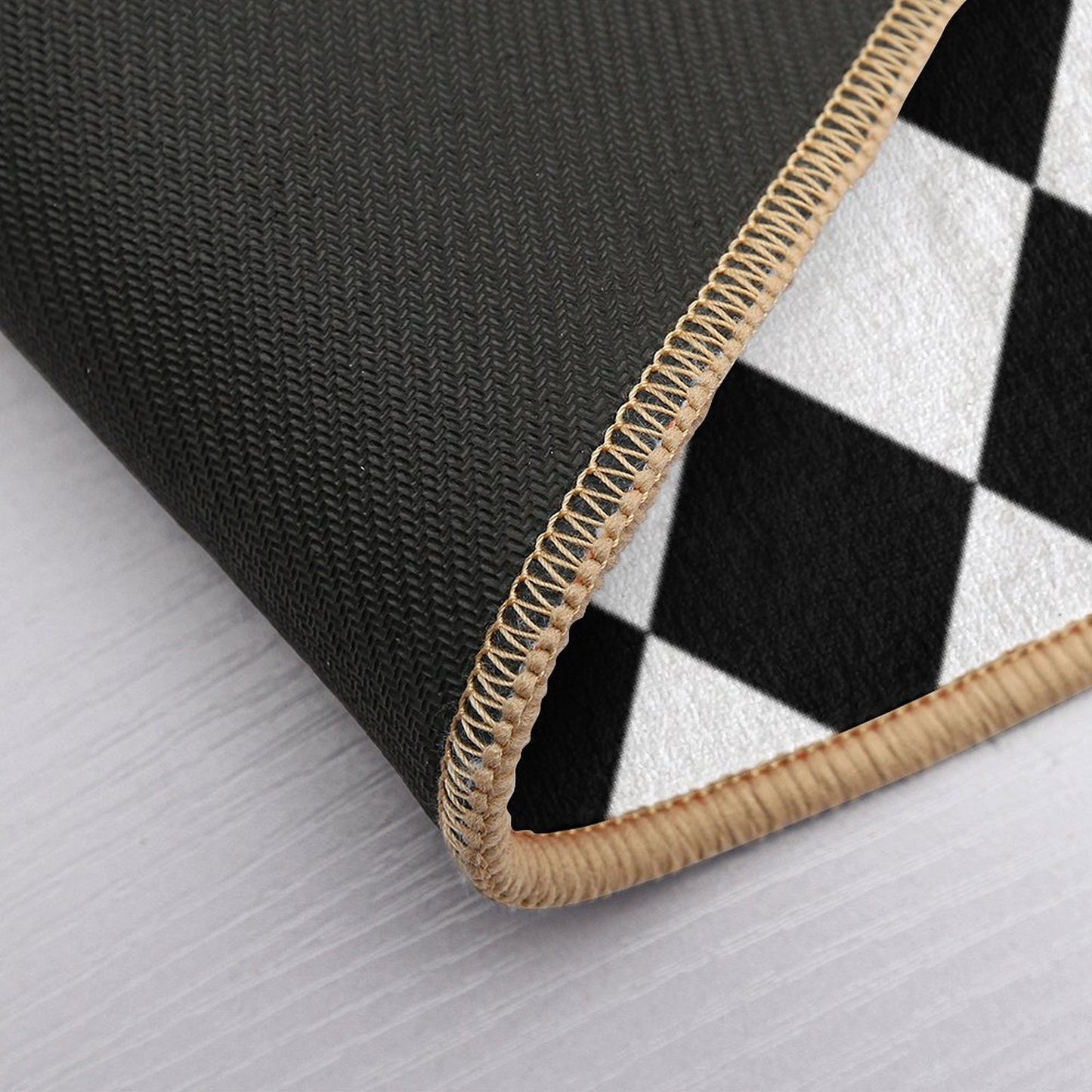 Black And White Harlequin Pattern  Easy Maintenance Bath Mat