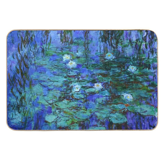 Claude Monet Water Lilies - Blue Water Lilies  Stain-Proof Bath Mat
