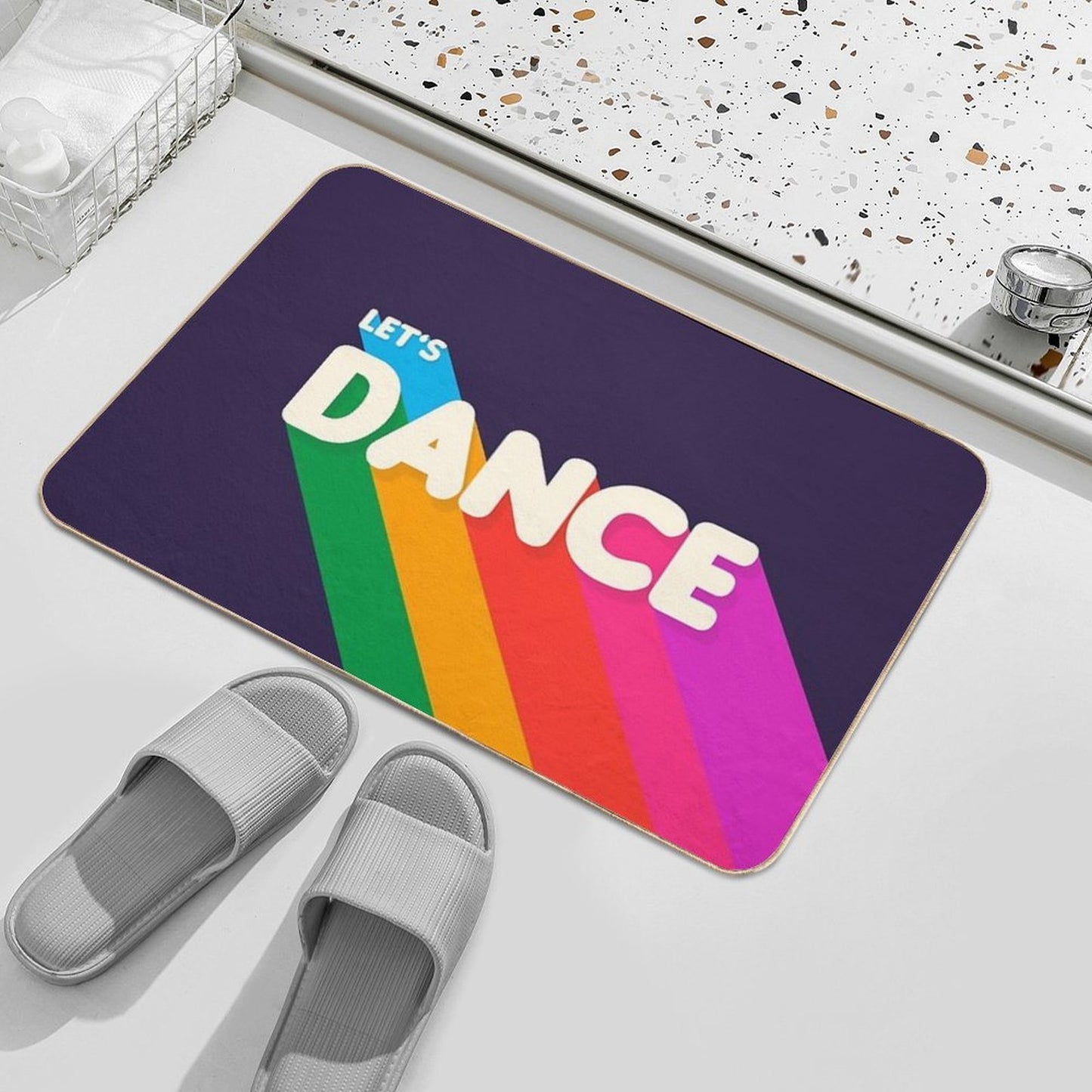 Rainbow Dance Typography  Eco-Friendly Bath Mat