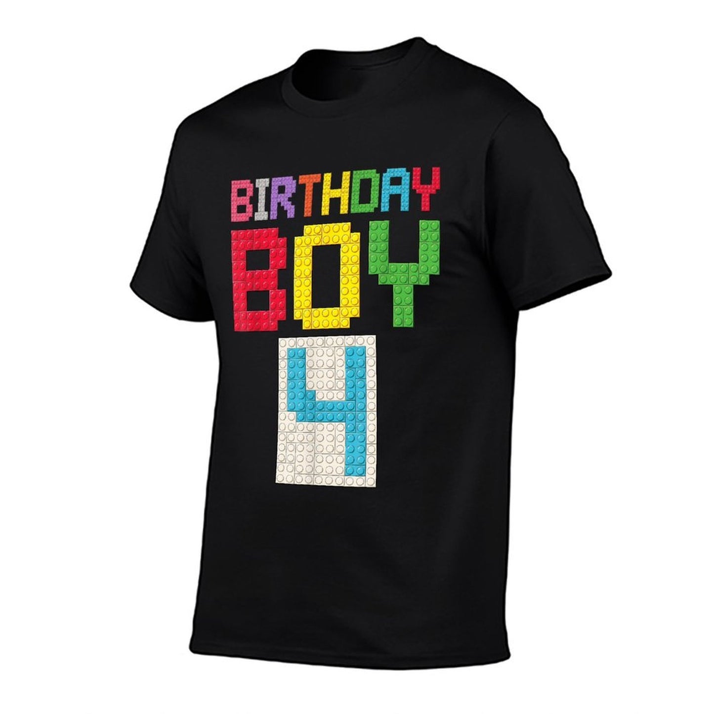 4th Birthday Boy Master Builder 4 Years Old Block Building  Tagless Design T-Shirt