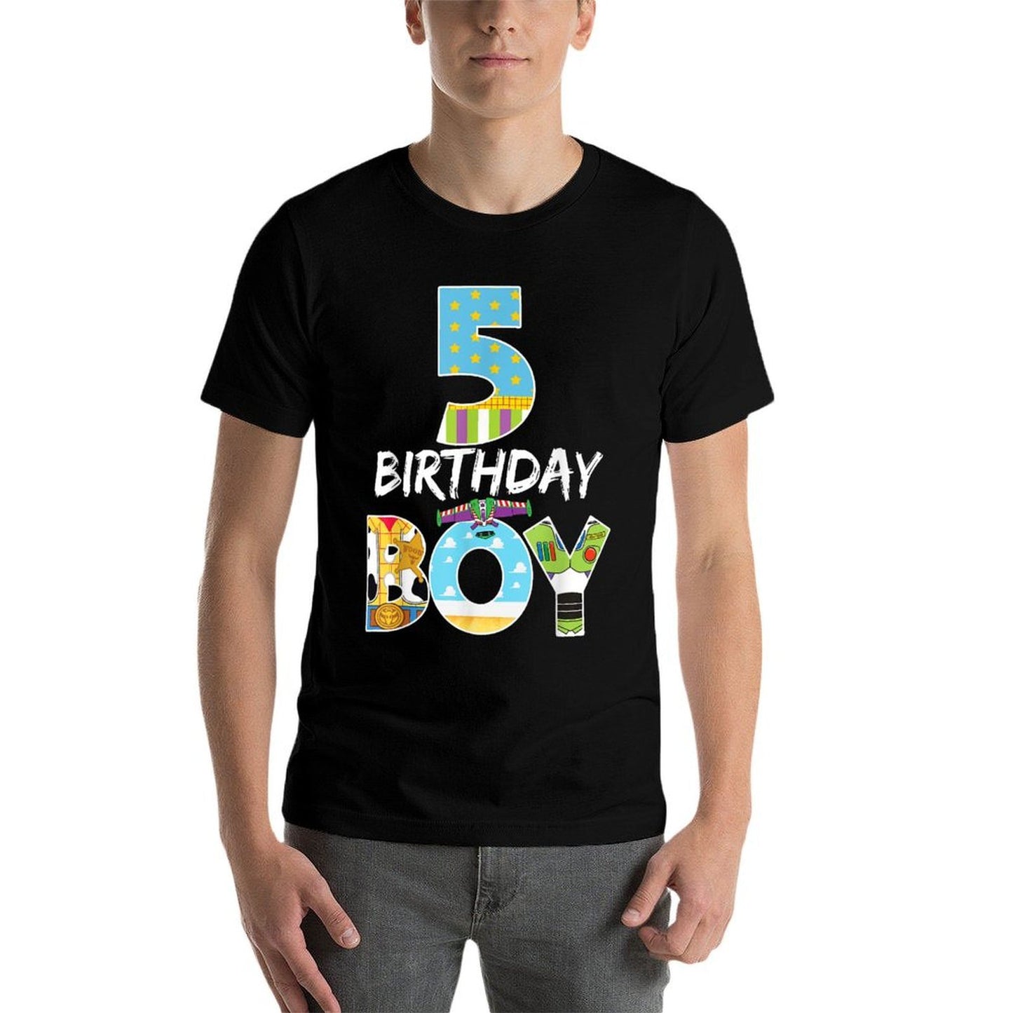 Toy Funny 5th Birthday Story Boy 5 Year Old B-day Party  Slim-fit Cut T-Shirt