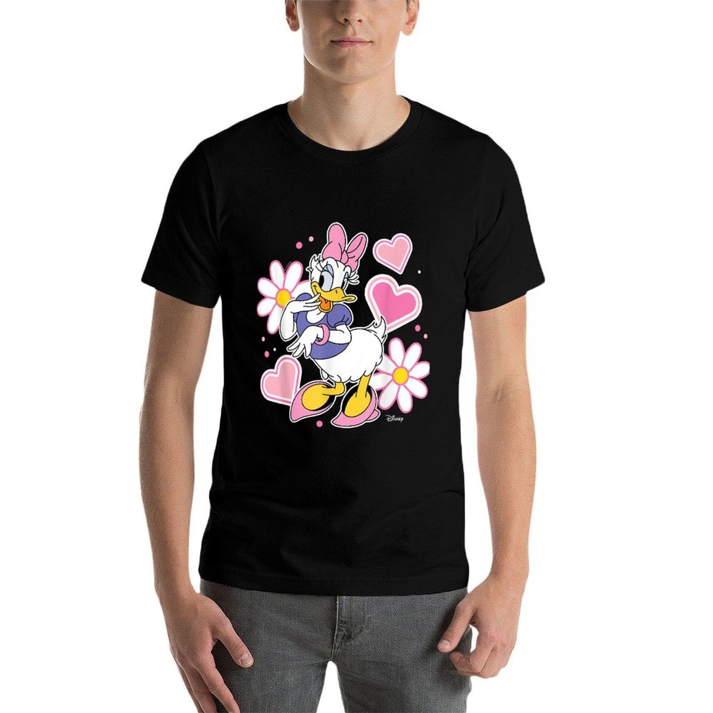 Daisy Duck - Hearts And Flowers  Rolled Sleeves T-Shirt