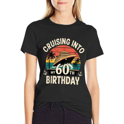 Cruising Into My 60th Birthday 60 Year Old Birthday Cruise  Heathered Texture T-Shirt
