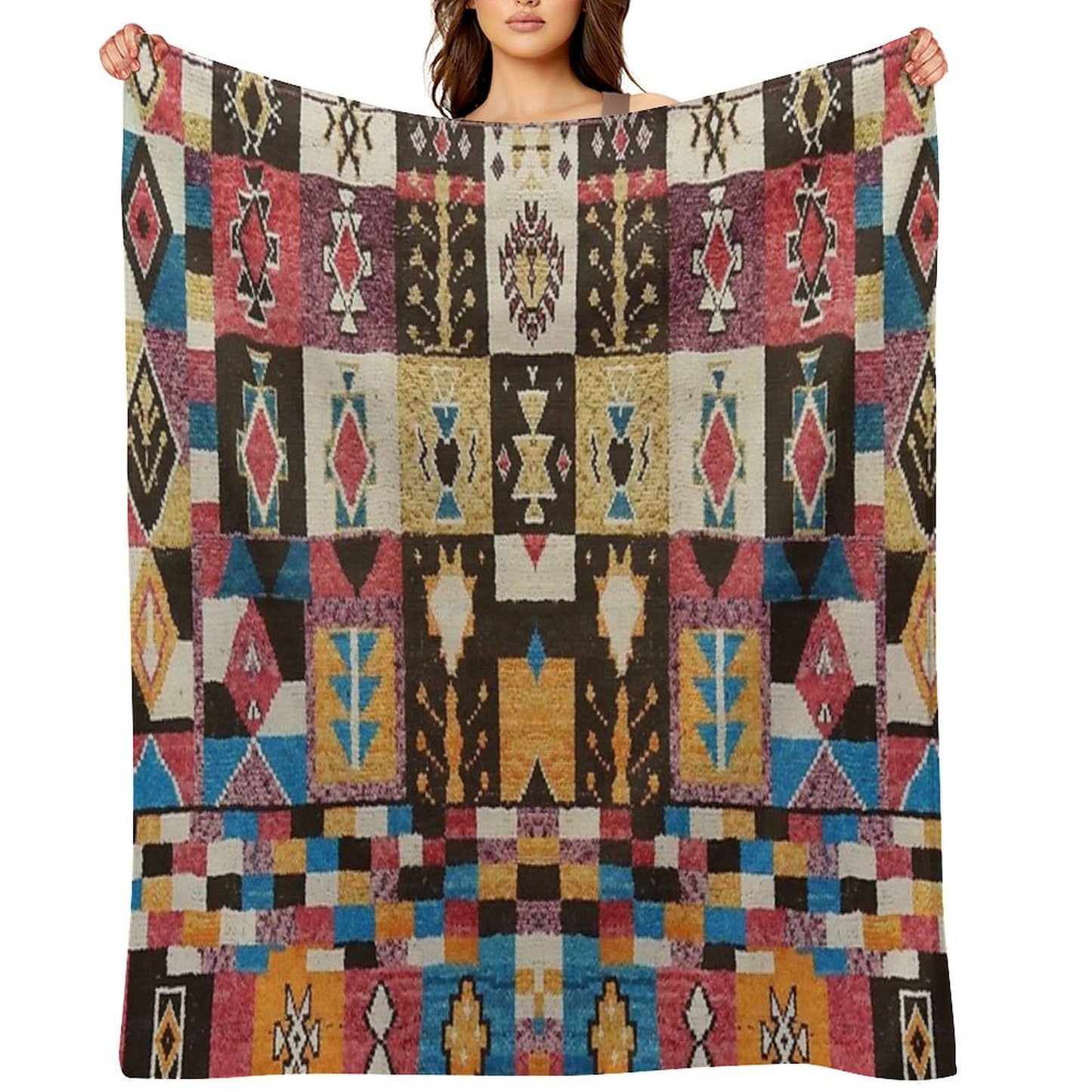 Moroccan Heritage Pattern Carpet All-season Throw Blanket