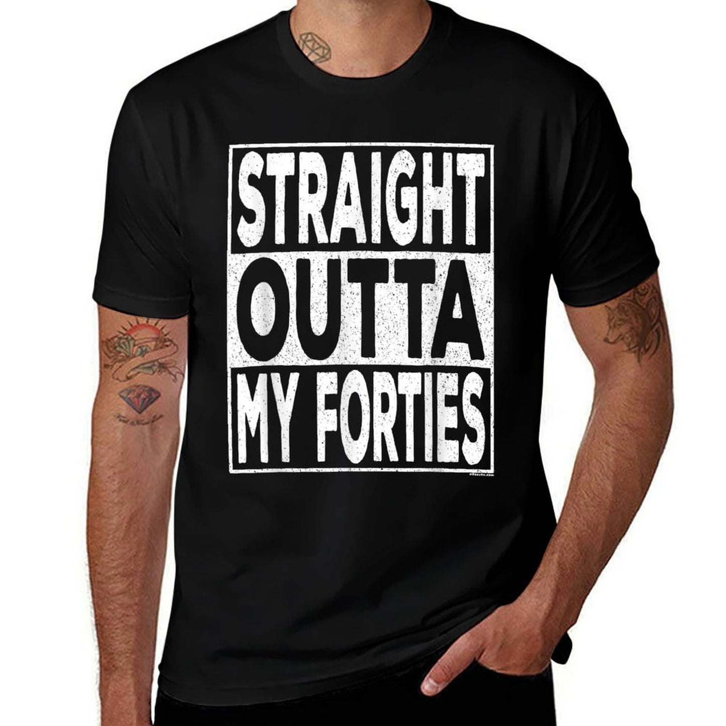 Straight Outta My Forties 40s Funny 50th Birthday Gift  Tagless Design T-Shirt