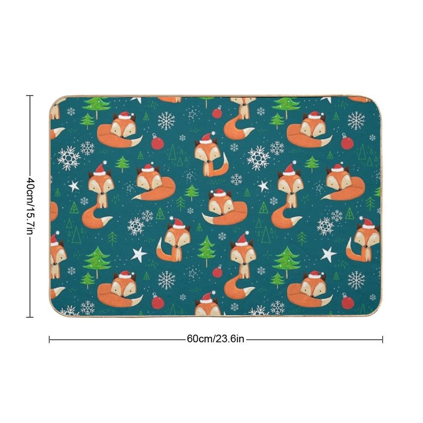Winter Fox Christmas Holiday  Absorbent Bath Mat