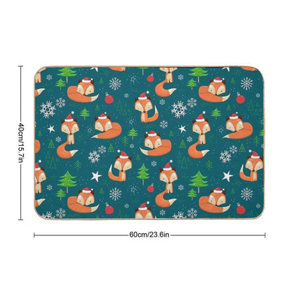 Winter Fox Christmas Holiday  Absorbent Bath Mat
