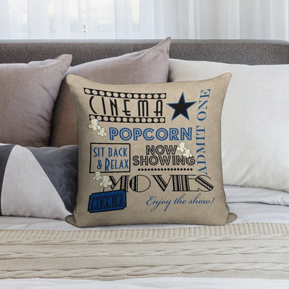 Movie Theater Cinema Admit One Ticket Pillow-Blue Soft Skin-Friendly Throw Pillow