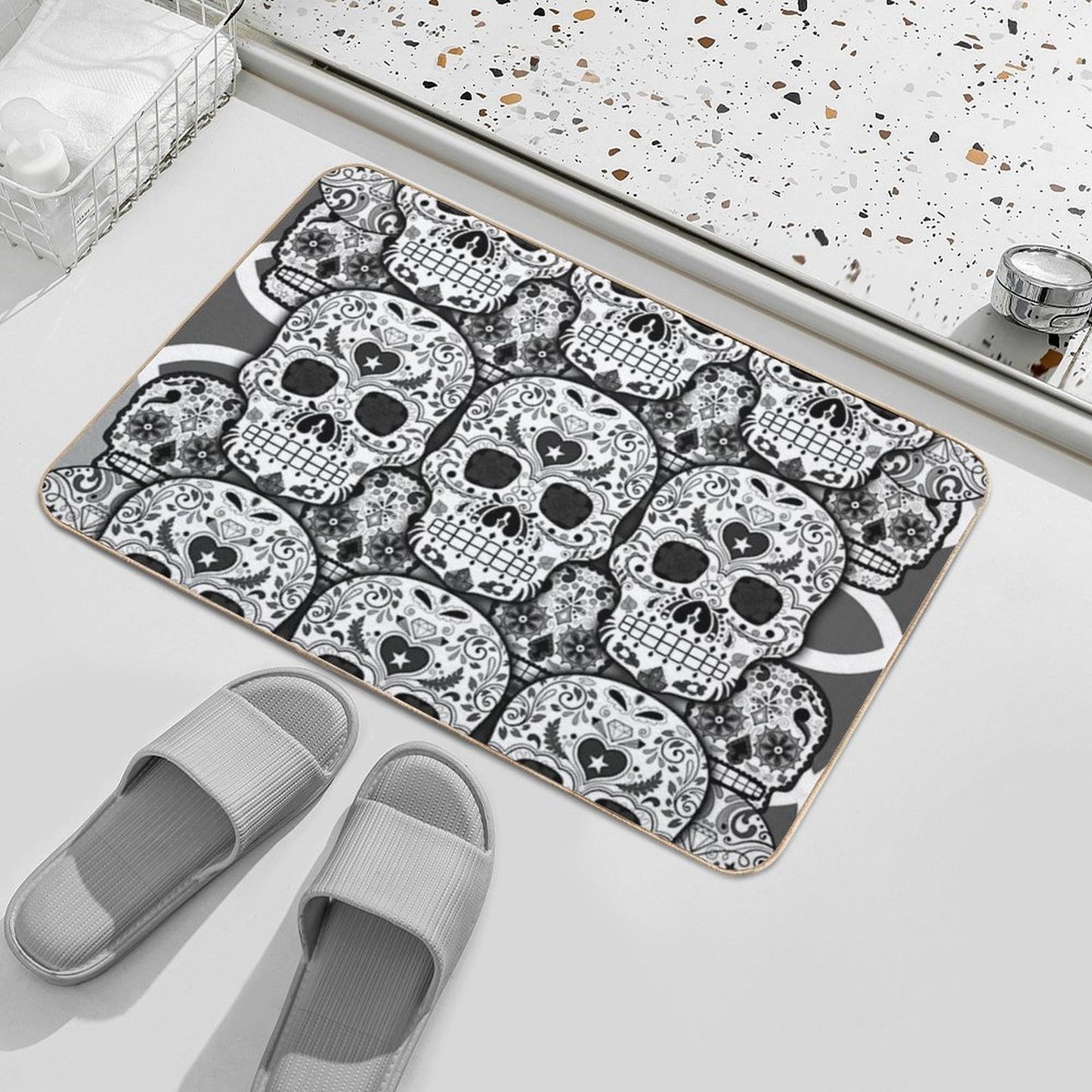 Sugar Skulls  Fade-Resistant Bath Mat