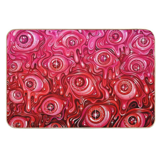 Red Eyeball Pattern  Easy To Clean Bath Mat