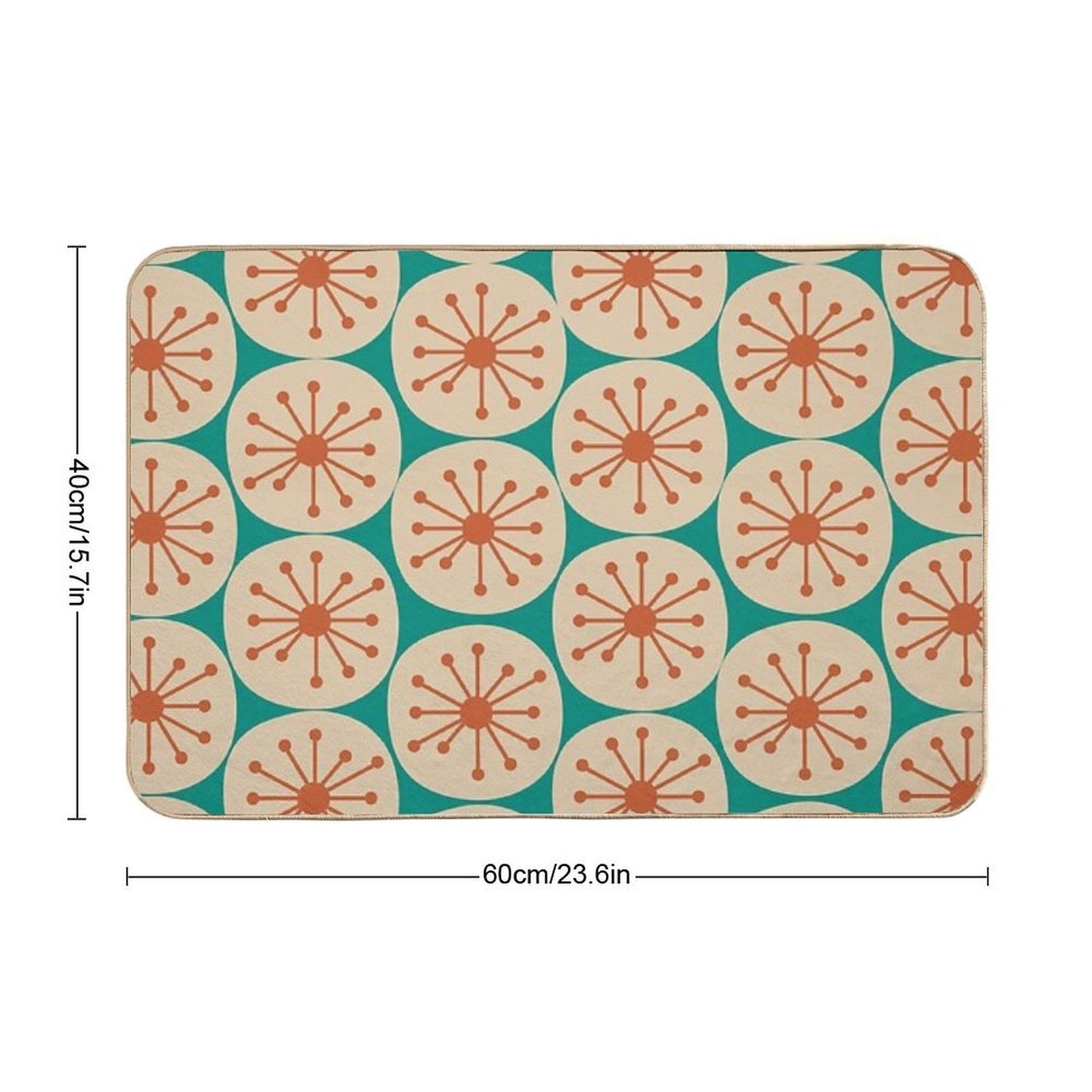 Atomic Retro Dots - Midcentury Modern Pattern in Mid Mod Burnt Orange, Beige, And Turquoise Teal  Multi-Purpose Bath Mat
