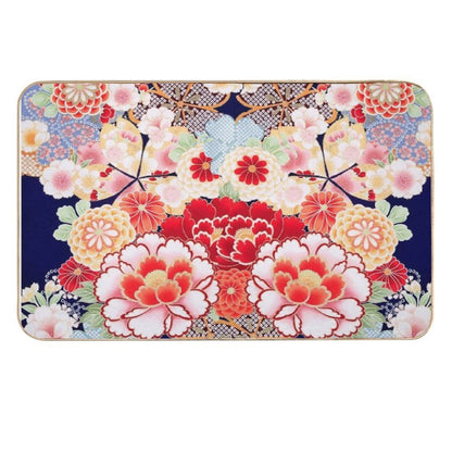 ANTIQUE JAPANESE FLOWERS Pink White Wild Roses Kimono Style Floral  Long-Lasting Bath Mat