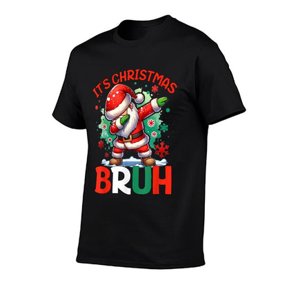Bruh Dabbing Funny Christmas Holiday Santa Claus Xmas Boys  Rolled Sleeves T-Shirt