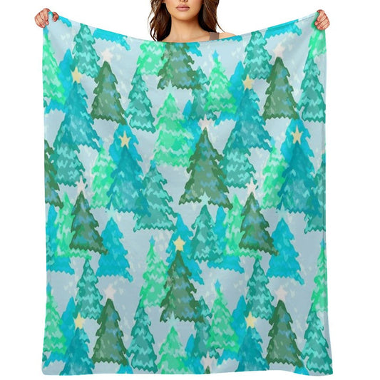 Wintergreen Christmas Trees Machine-washable Throw Blanket
