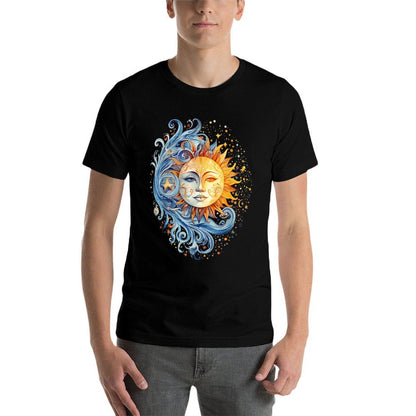 Mystic Sun And Moon Woman Mystical Flowers Aesthetic  High-quality Stitching T-Shirt
