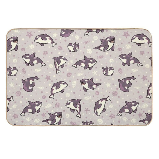 Jelly Bean Orcas  Easy Maintenance Bath Mat