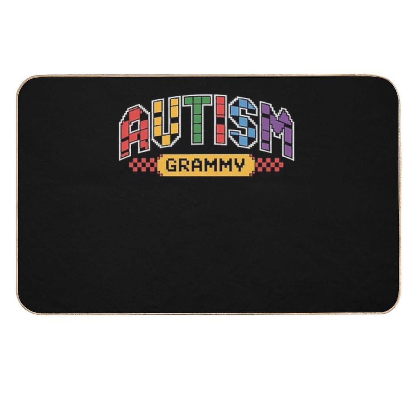 Checkered Autism Awareness Grammy Aunt Auntie Gigi Mimi  Absorbent Bath Mat