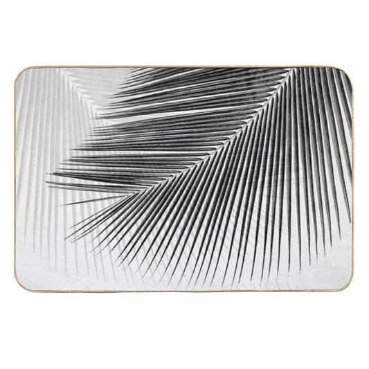 Palm Leaf Synchronicity - Bw  Repositionable Bath Mat