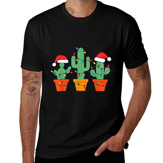 Christmas Cactus Cute Succulent Plant Xmas Men Women Kids  Fade-proof Color T-Shirt