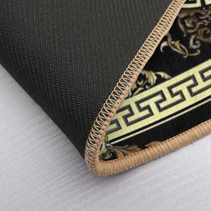 Baroque Gold Black Greek Key Meander  Odorless Bath Mat