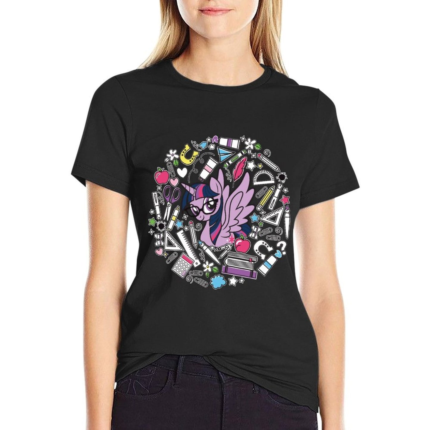 Twilight Sparkle Ready For School  Rolled Sleeves T-Shirt