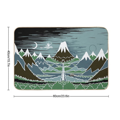 A Halflings Journey on A Mountain Path Through An Elven Wood in The Style of J.R.R.Tolkien  Absorbent Bath Mat