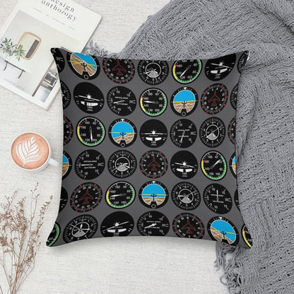 Flight Instruments Soft Luxury Feel Throw Pillow