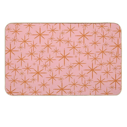 Twinkling Retro Atomic Starburst Pattern in Orange And Pink  Stain-Proof Bath Mat