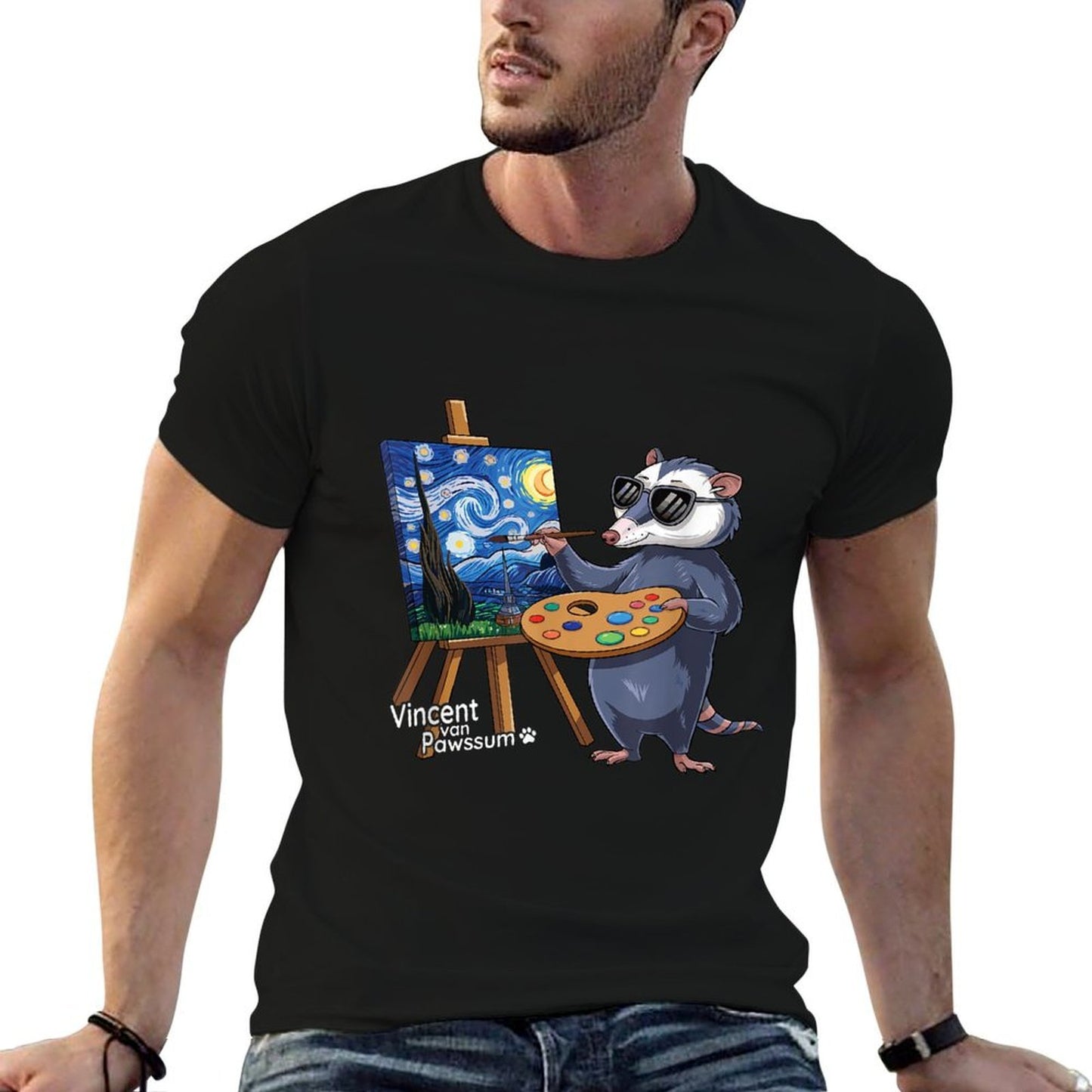 Possum Van Gogh Starry Night Meme  Vintage-inspired T-Shirt