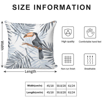 Palm Leaves And Toucan Soft Shrink-Resistant Throw Pillow