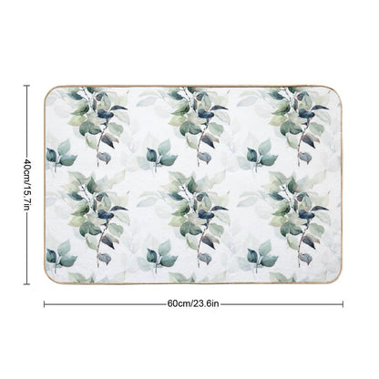 Watercolor Pattern with Leaves  Eco-Friendly Bath Mat
