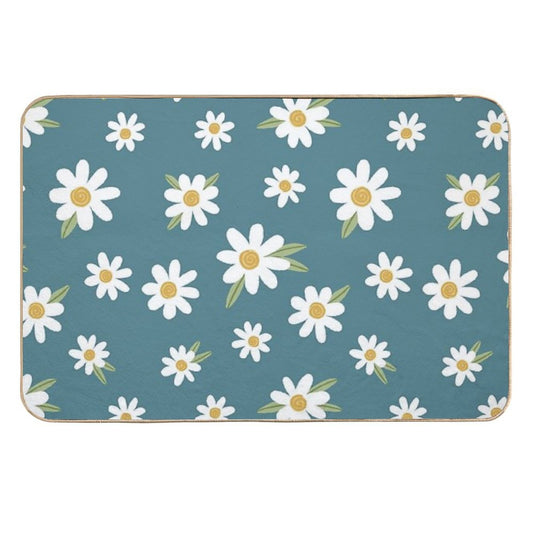 Daisies on Teal  Green  Eco-Friendly Bath Mat