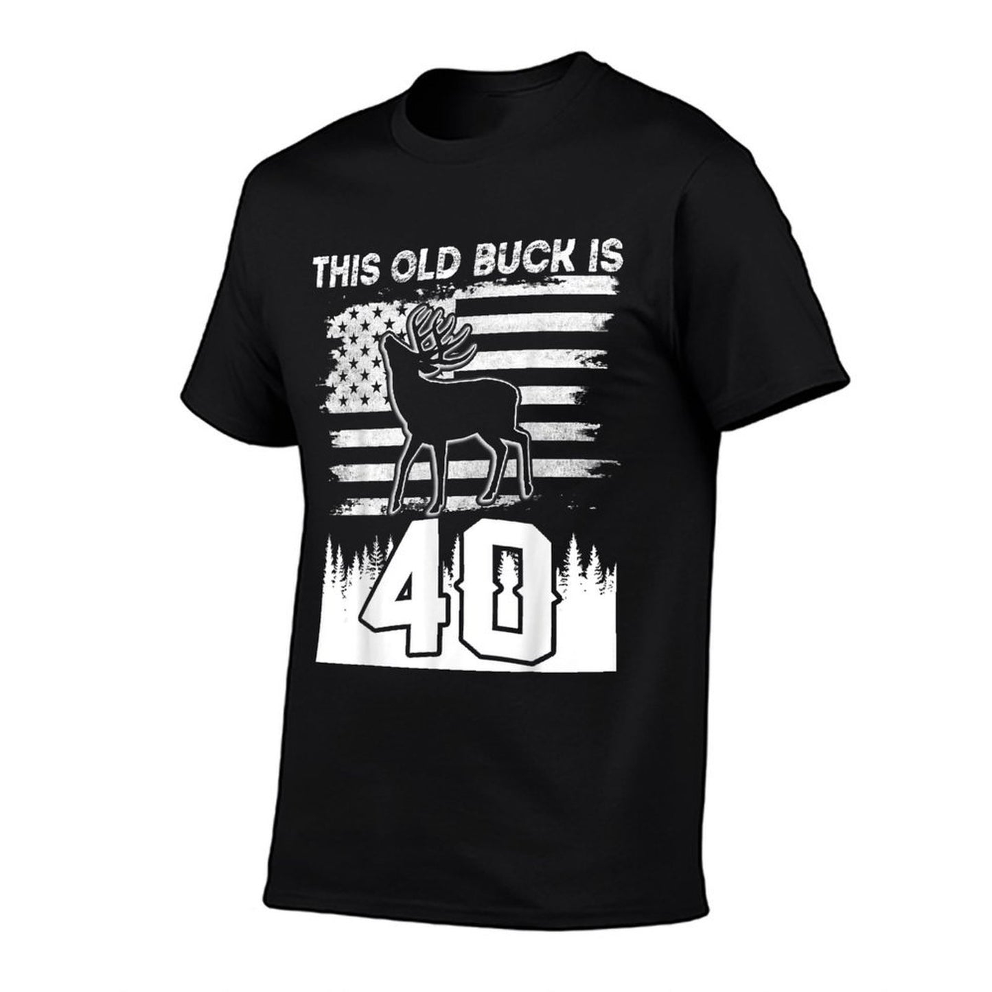 This Old Buck Is 40 40 Old Deer Hunter 40th Birthday Deer  Ribbed Collar T-Shirt