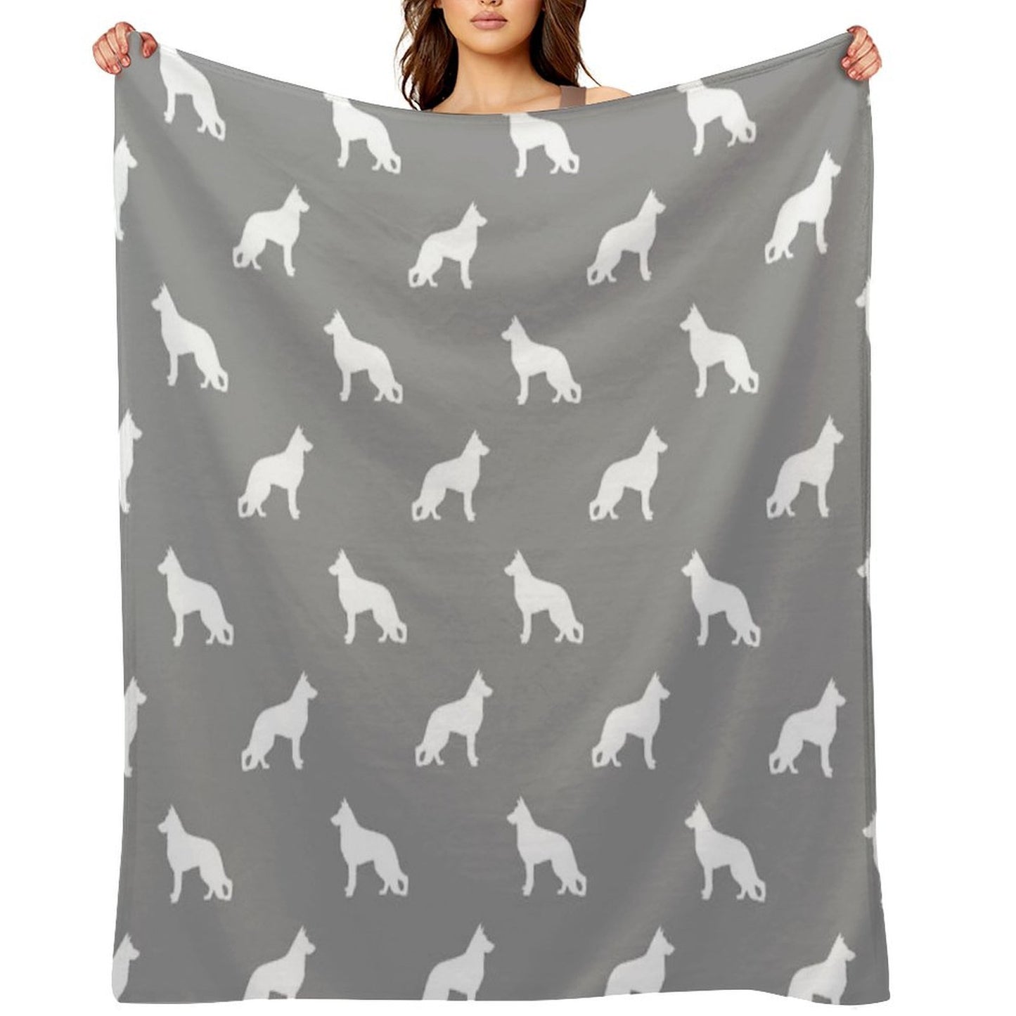 White German Shepherd Dog Silhouette Versatility Throw Blanket
