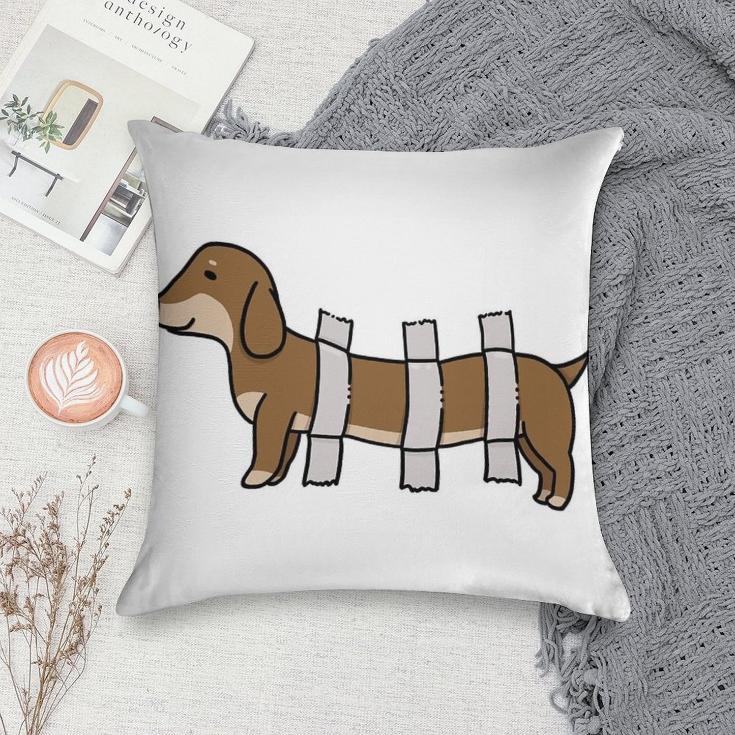Cute Dachshund Soft Hidden Zipper Throw Pillow