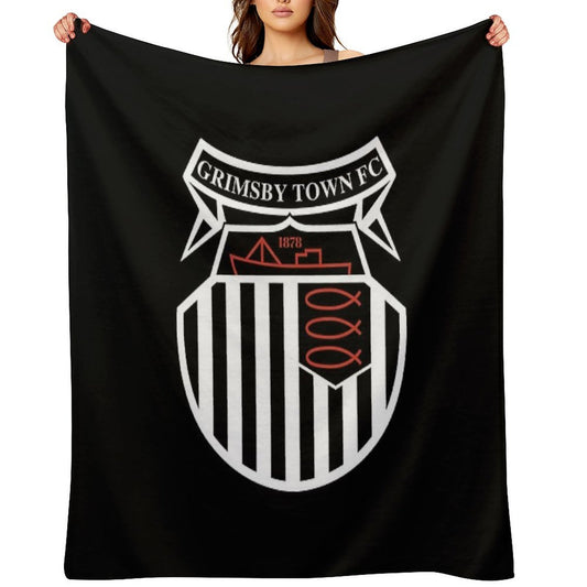 GTFC Est 1878, Premier, Black And White, Basic Logo, Grimsby Town Shrink-resistant Throw Blanket