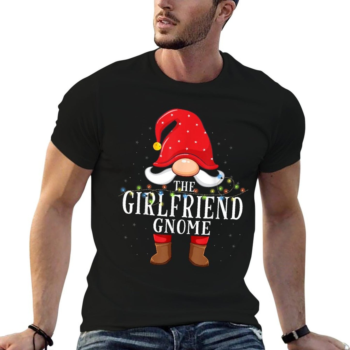 Girlfriend Gnome Matching Christmas Family Pajama  Ribbed Collar T-Shirt